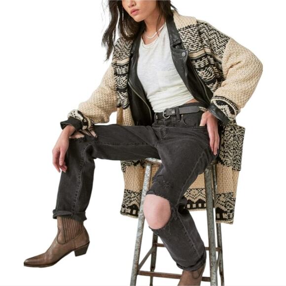 Lucky Brand Women's Fair Isle Print Coatigan Wool Cream &‎ Black Plus XXL NEW - Picture 12 of 12